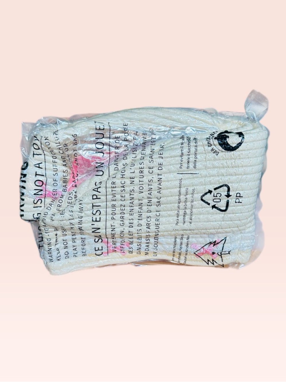 Decorative Pink Ribbon Cotton Rope Gift Basket with Bag & Ribbon - Picture 13 of 14